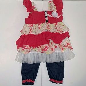 Sleeveless ruffle top pants